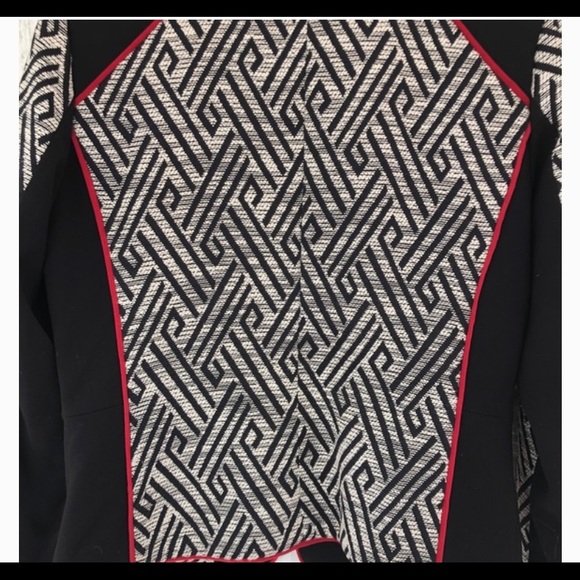 H&M Aztec Key Print Moto Blazer Black Size 10 - Picture 8 of 9